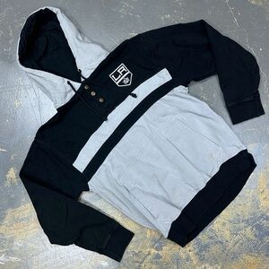 NHL Los Angeles Kings Pull Over Hooded Sweater Grey Black Medium LA Hockey